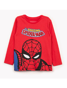 C&A camiseta de algodão infantil homem aranha manga longa vermelho