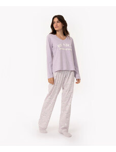 C&A pijama manga longa com calça be nice onça lilás