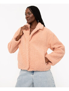 C&A casaco de pelúcia com bolsos rose