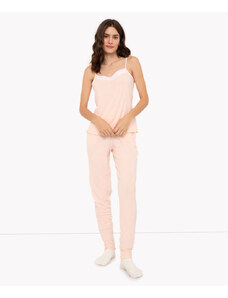 C&A pijama de viscose canelada alça fina rosa claro