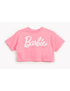 C&A blusa infantil barbie com brilho manga curta rosa neon