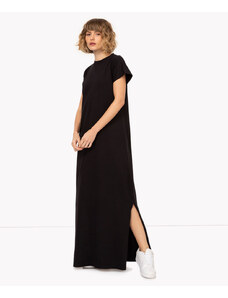 C&A vestido de algodão longo com fenda preto