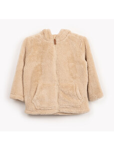 C&A jaqueta de pelúcia infantil com capuz bege