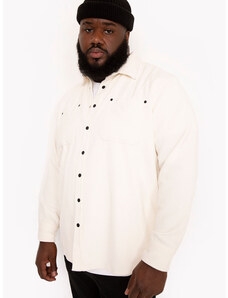 C&A camisa plus size de algodão texturizada com bolsos off white