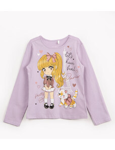 C&A blusa de algodão menina em paris manga longa lilás