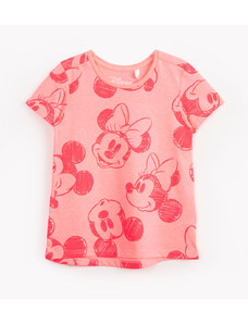 C&A camiseta de algodão infantil minnie manga curta rosa