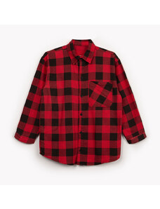 C&A camisa juvenil xadrez flanelado com bolso manga longa vermelho