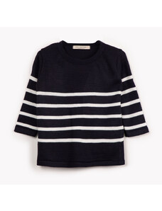C&A suéter de tricot infantil listra manga longa azul marinho