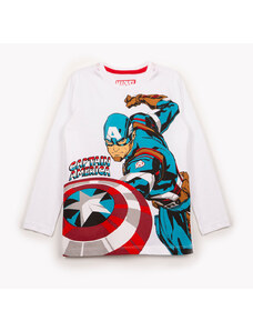 C&A camiseta de algodão infantil capitão américa manga longa off white