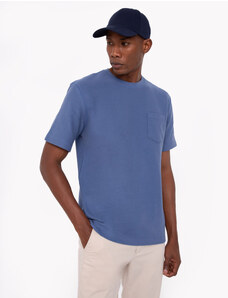 C&A camiseta de algodão com bolso manga curta azul médio