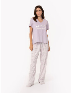 C&A pijama manga curta com calça be nice onça lilás