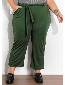 Marguerite Calça Cropped Verde Militar Plus Size