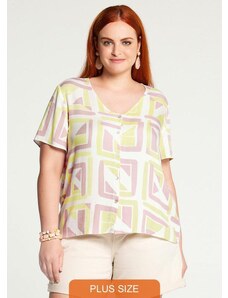 Lunender Mais Mulher Camisa Plus Size Rayon Amarelo