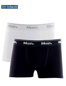 Mash Kit/2 Cueca Boxer 110.07 Algodão Infantil Pt00-Branco/Preto