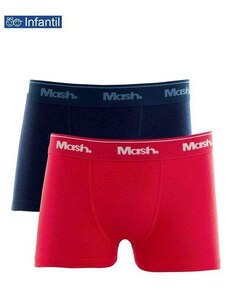 Mash Kit/2 Cueca Boxer 110.07 Algodão Infantil Vm01-Marinho/Vermelho