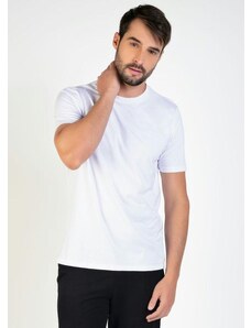 Basicamente Camiseta Masculina Branca com Mangas Curtas