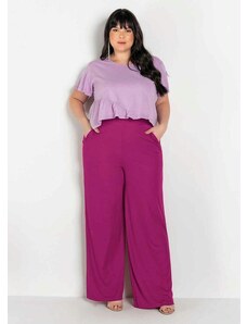Marguerite Calça Púrpura com Elástico no Cós Plus Size
