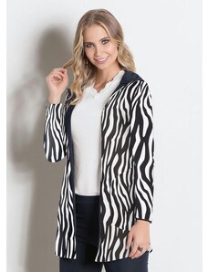 Moda Pop Sobretudo Zebra e Preta