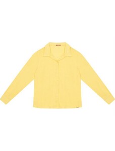 Gris Camisa Feminina em Tecido Cotton Amarelo