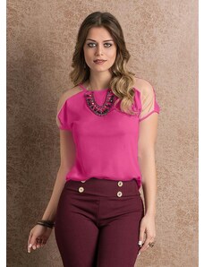 Moda Pop Blusa Detalhe Tule Pink