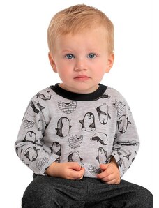 Quimby Camiseta Bebê Menino Manga Longa Cinza