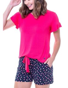 Pijama Feminino Curto Podiun 225040 Pink/Floral