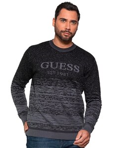 Suéter Guess Masculino Tricot Pullover Gradient Pixel Cinza Escuro Mescla