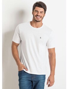 Actual Camiseta Básica com Detalhe Bordado Branca