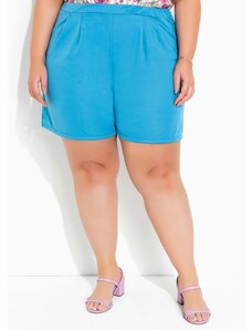 Marguerite Short Azul com Pregas Plus Size