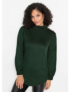 Queima Estoque Suéter de Trico Barra Assimétrica Verde