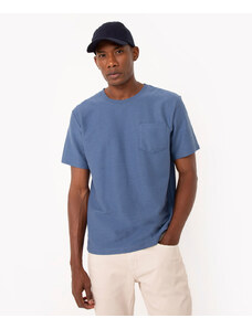 C&A camiseta de algodão texturizado com bolso manga curta azul marinho