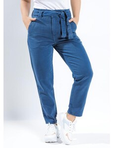 Sawary Jeans Calça Azul Mom Jeans com Faixa Grátis Sawary