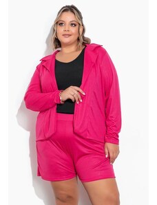 Marguerite Conjunto Pink Brilho Blazer e Short Plus Size