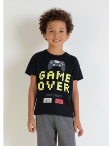 Camiseta Infantil Preta com Estampa Neon Rovitex