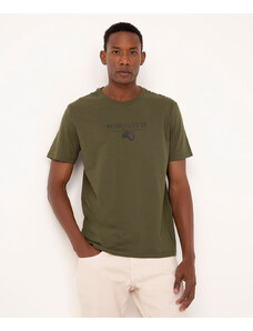 C&A camiseta de algodão motorcycles manga curta verde militar