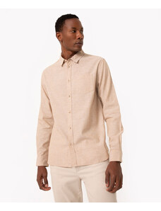 C&A camisa de algodão comfort manga longa bege