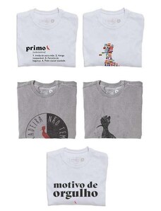 Kit 5 Camisetas Estampadas Reserva Mini Branco/Cinza