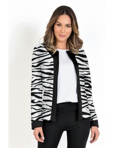Moda Pop Casaco Zebra com Zíper