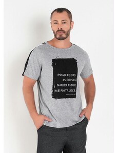 Moda Pop Camiseta Mescla com Estampa Frontal Localizada