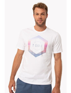 C&A camiseta de algodão manga curta state wave branco