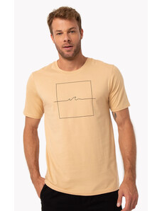 C&A camiseta de algodão onda manga curta bege claro