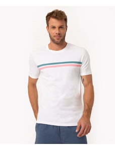 C&A camiseta de algodão listras manga curta branco