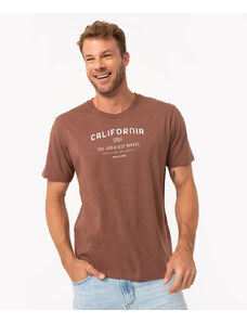 C&A camiseta de algodão manga curta califórnia surf marrom