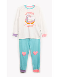 C&A pijama de algodão infantil unicórnio manga longa off white
