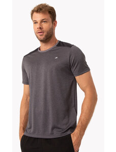 C&A camiseta com recorte manga curta esportiva ace cinza mescla escuro