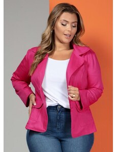 Quintess Blazer em Sarja Pink Plus Size0