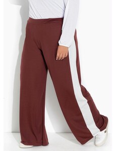 Marguerite Calça Marrom Pantalona com Recortes Plus Size