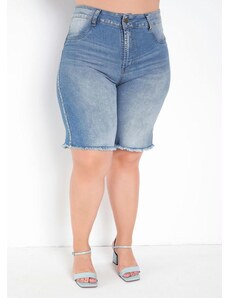 Sawary Jeans Bermuda Jeans Barra Desfiada Sawary Plus Size