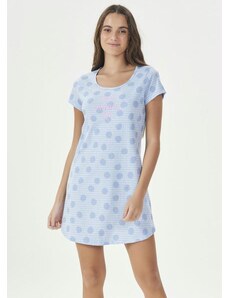 Espaço Pijama Camisola Manga Curta Azul