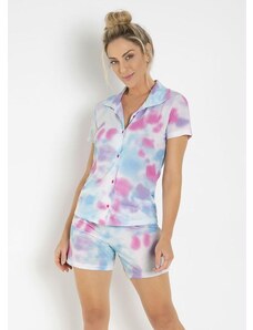 Pijama Tie Dye com Botões Bela Notte